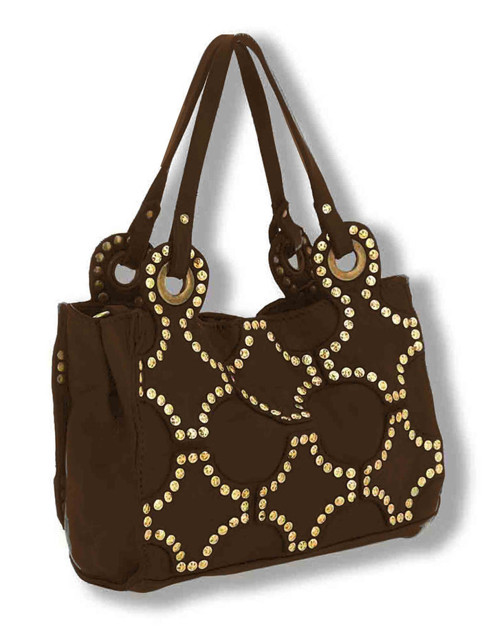Borsa shopping mini donna Dafne Plus verde con borchie C045800ND X3112 C2502 Campomaggi 