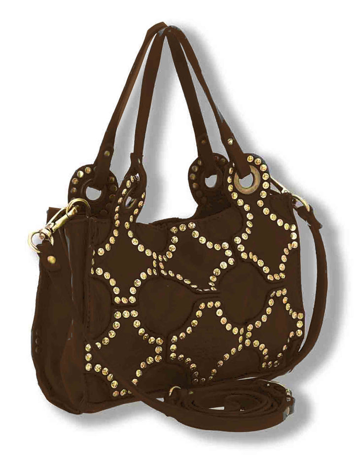 Borsa shopping mini donna Dafne Plus verde con borchie C045800ND X3112 C2502 Campomaggi 
