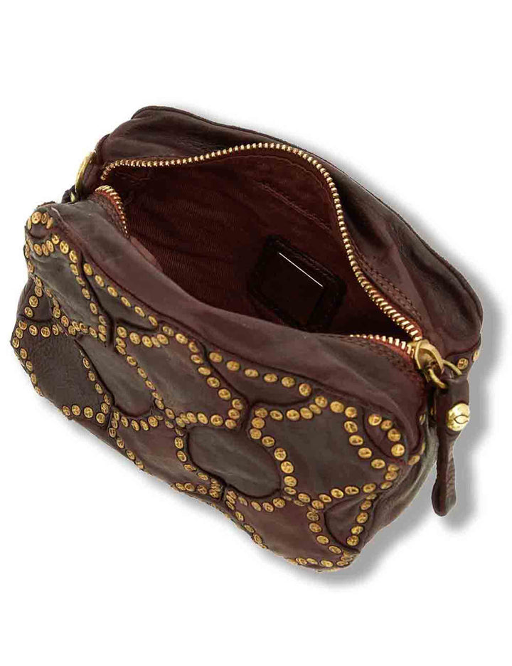Camera bag donna in pelle di vacchetta tinta in capo con studs vinaccia C045860ND X3112 C3503 Campomaggi 