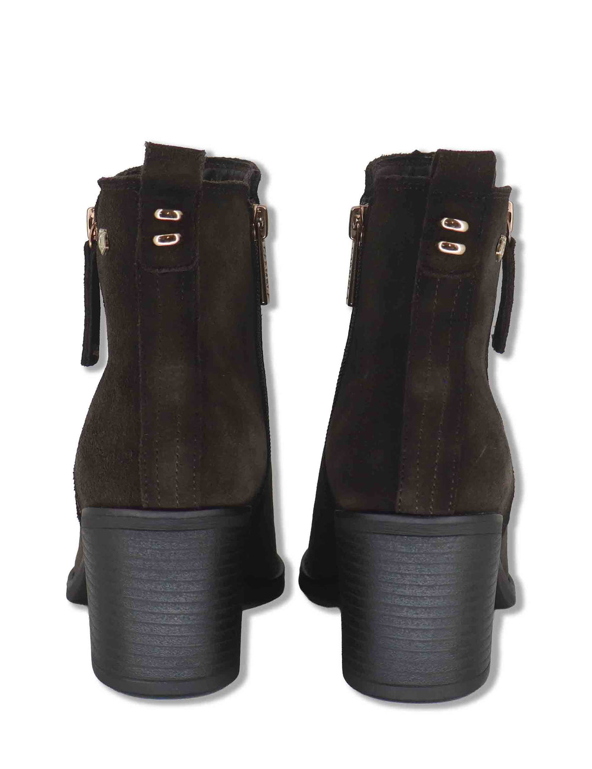 Stivaletti donna in camoscio marrone con zip esterna e suola in gomma 164257 02 Carmela 