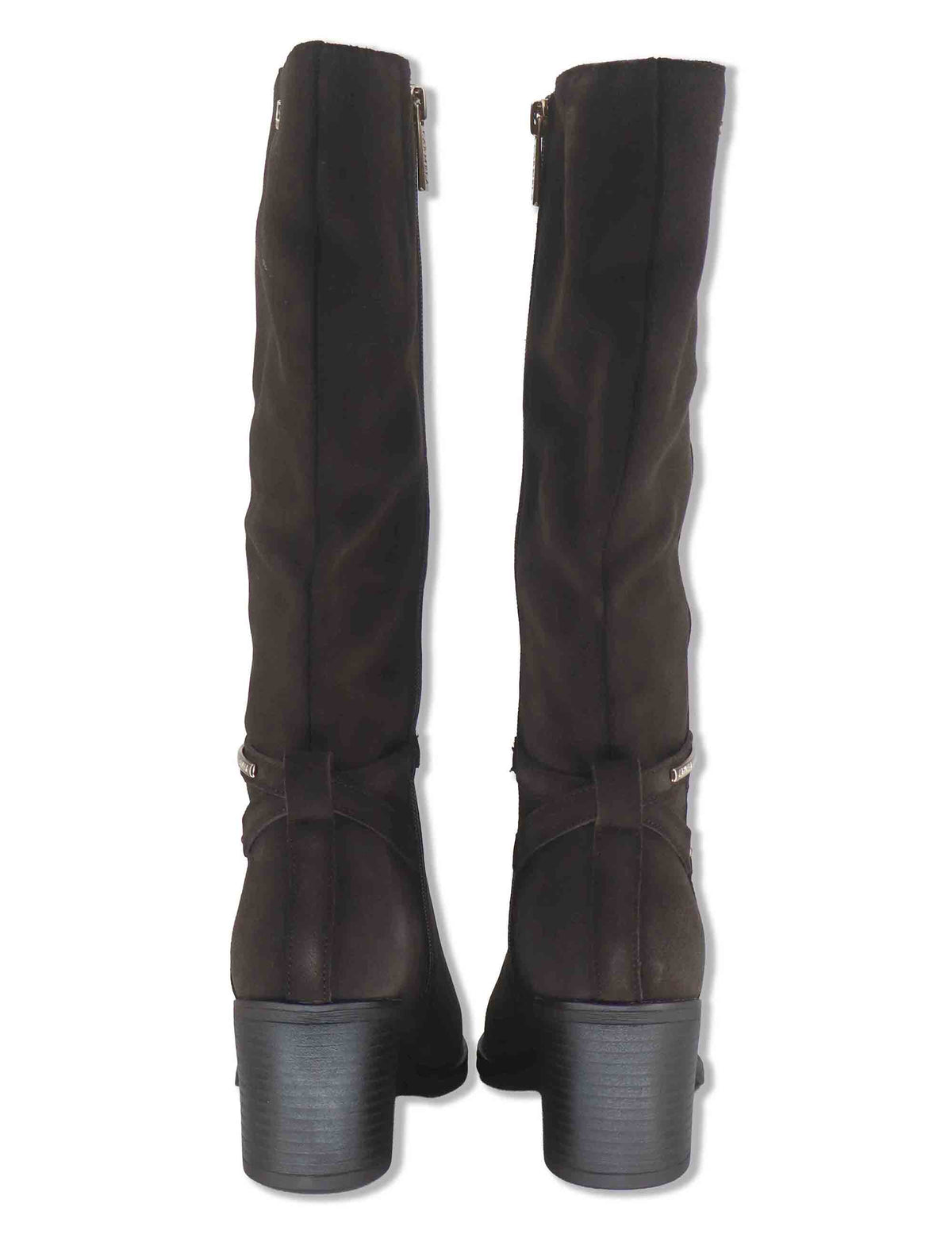 Stivali donna in camoscio marrone con cinturino e tacco medio 164399 01 Carmela 