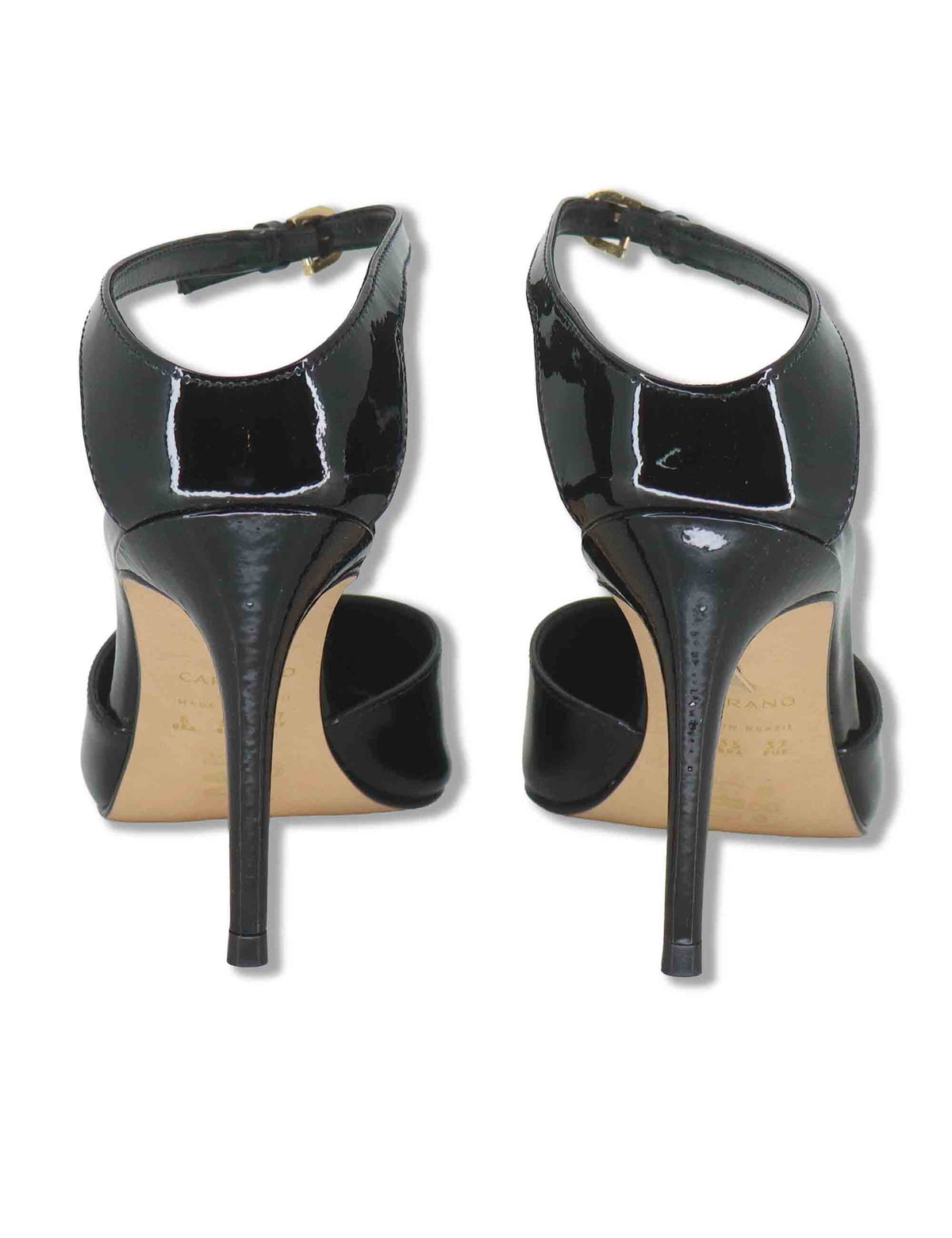 Decollete donna in vernice nera con tacco alto e punta a punta 195195 200 Carrano 