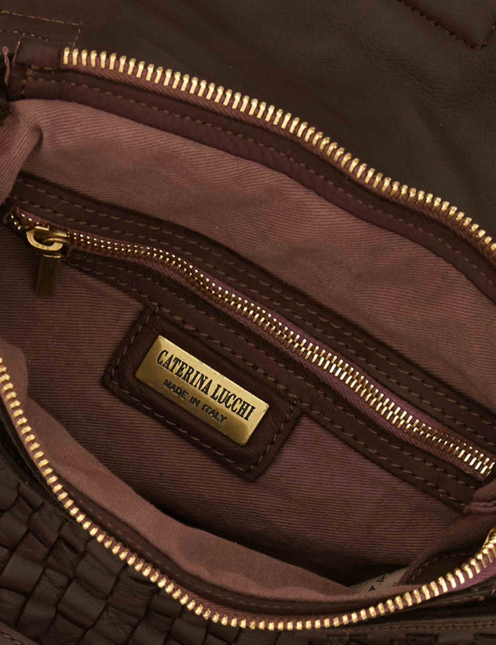 Borsa a spalla media donna Maria moro in pelle intrecciata L012843ND X3130 C1501 Caterina Lucchi 