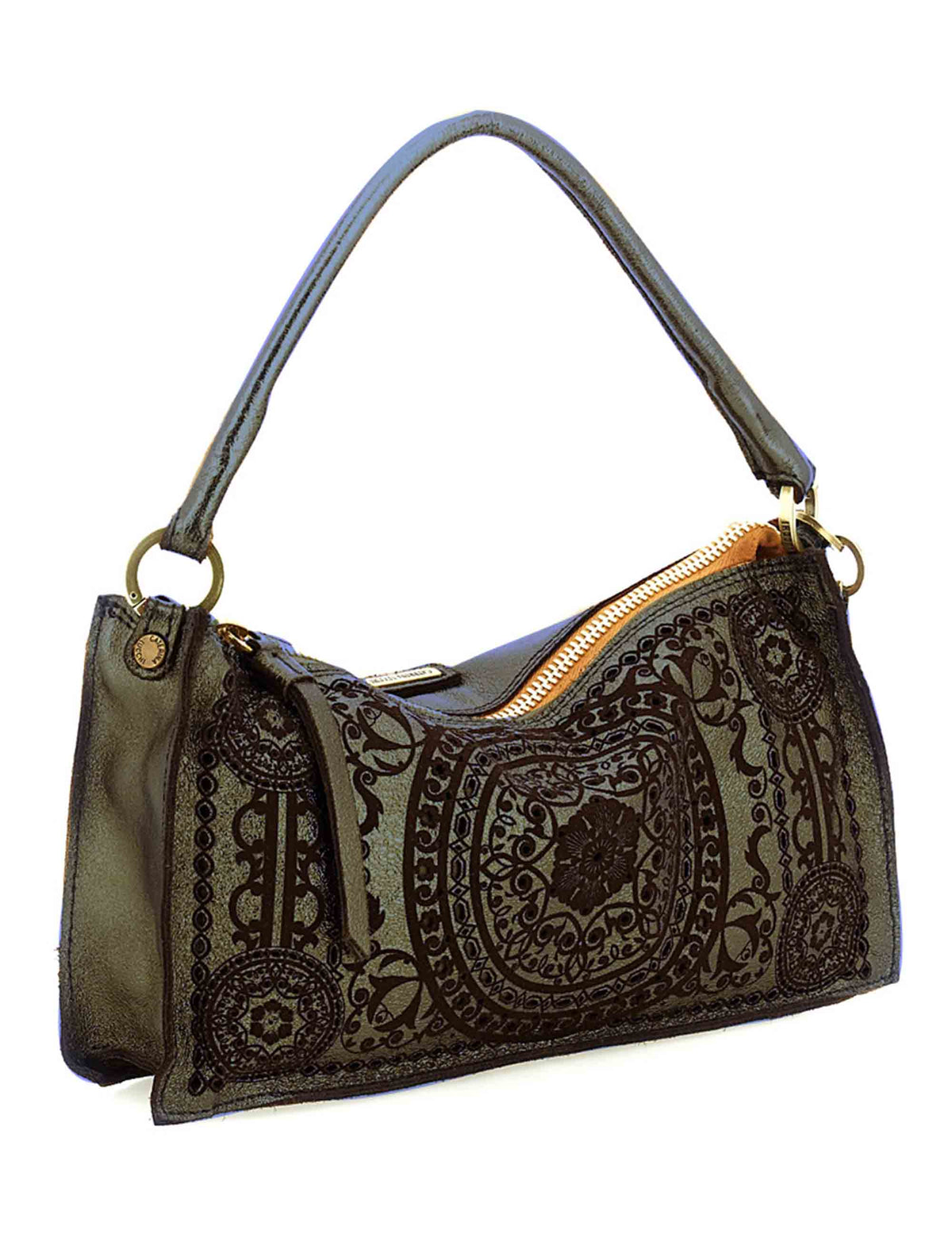 Borsa a tracolla donna Adelaide cognac in pelle laminata laserata L013700ND X3201 F0580 Caterina Lucchi 