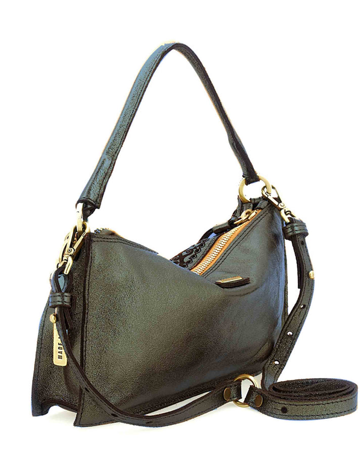 Borsa a tracolla donna Adelaide cognac in pelle laminata laserata L013700ND X3201 F0580 Caterina Lucchi 