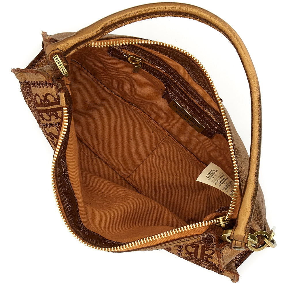 Borsa a tracolla donna Adelaide cognac in pelle laminata laserata L013700ND X3201 F0580 Caterina Lucchi 
