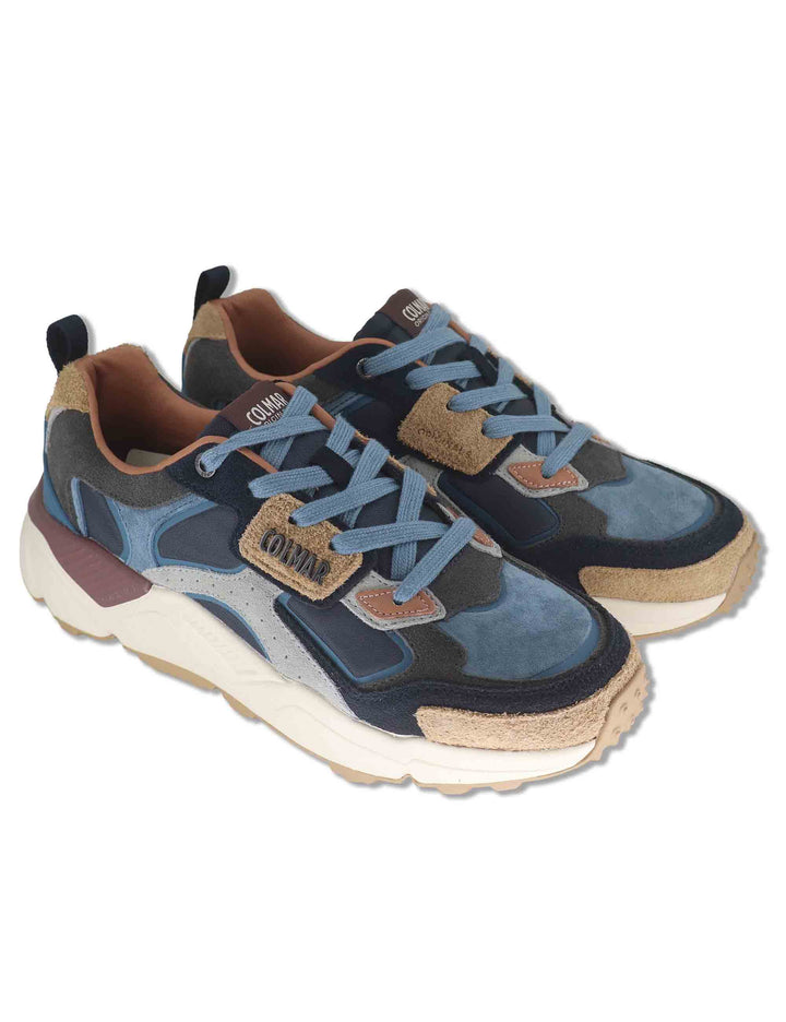Sneakers uomo in tessuto e pelle blu GARNER BLEND 085 Colmar 