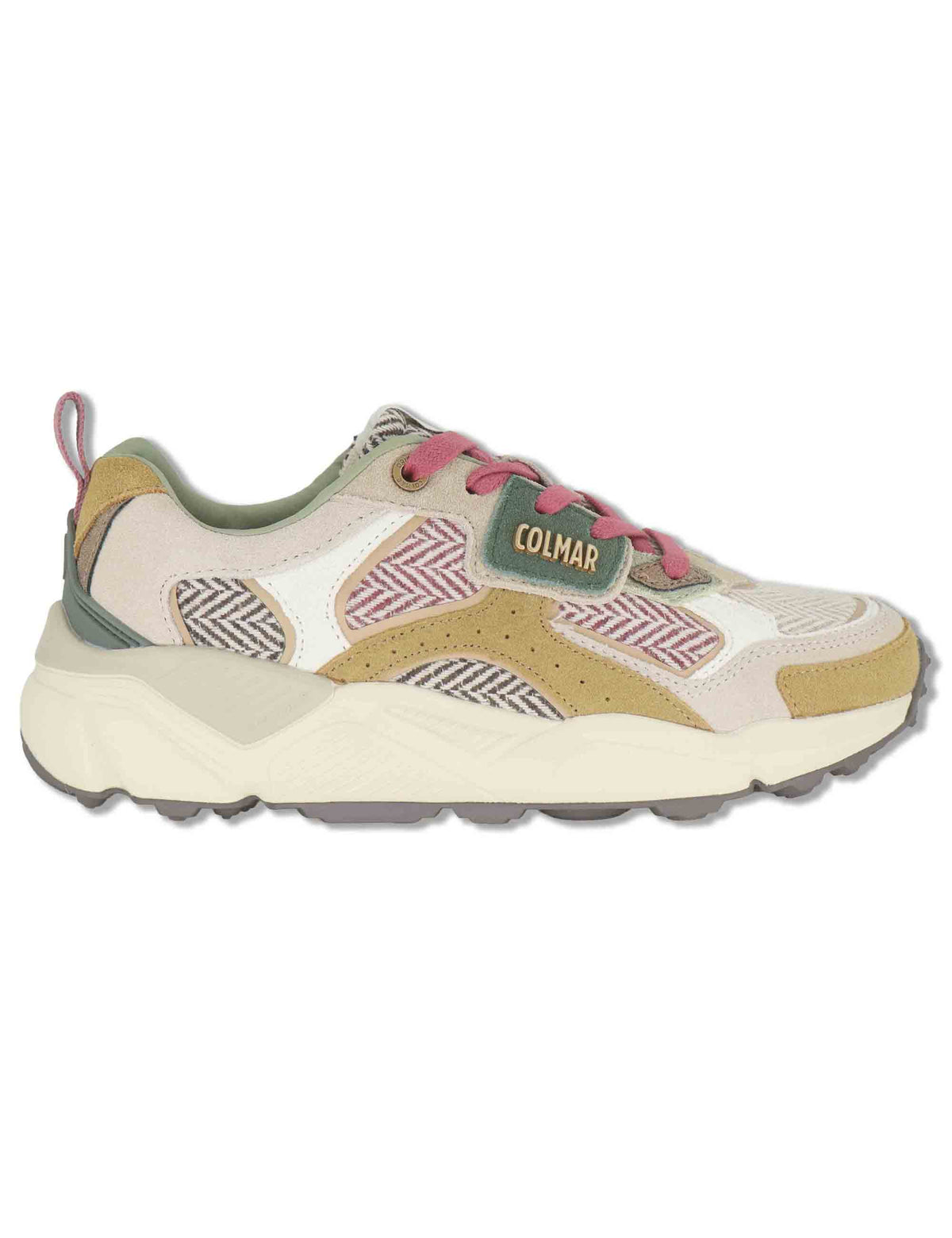 Sneakers donna in tessuto e pelle off white GARNER HERRINGBONE 129 Colmar 