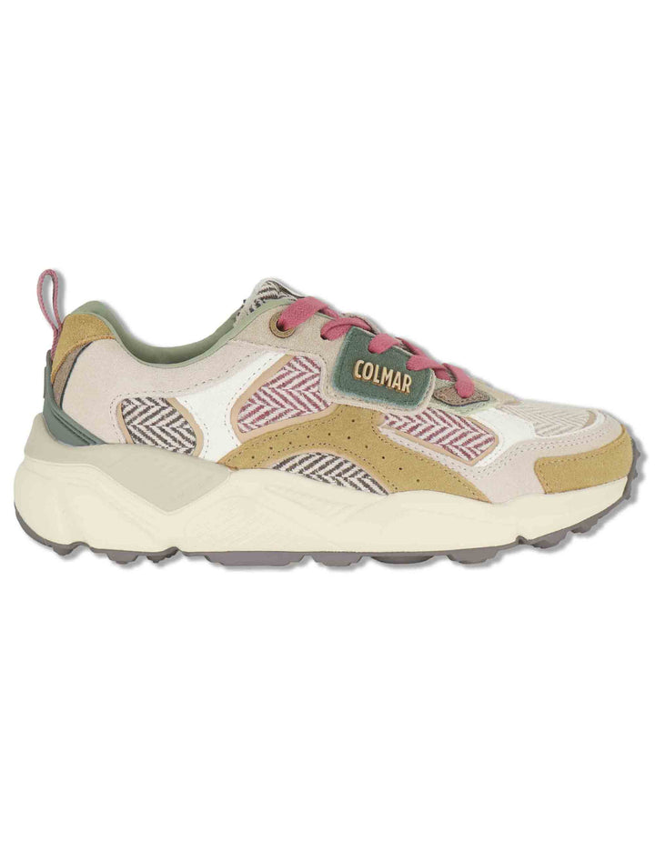 Sneakers donna in tessuto e pelle off white GARNER HERRINGBONE 129 Colmar 