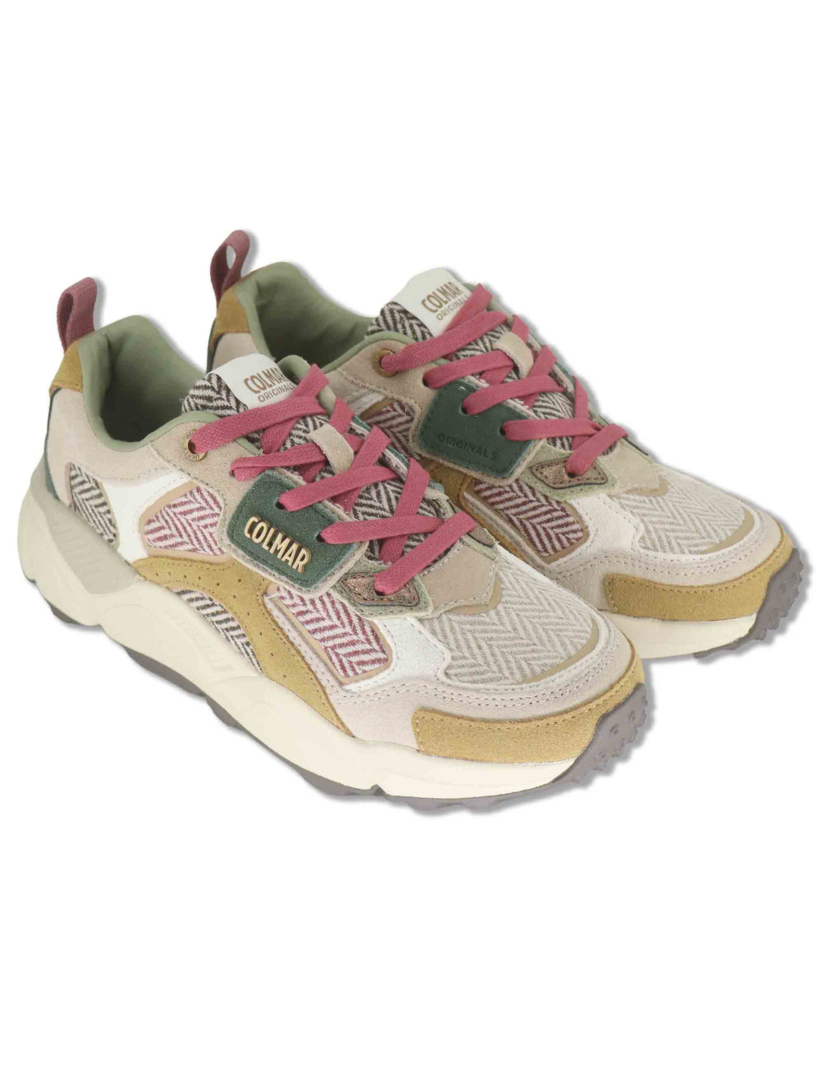 Sneakers donna in tessuto e pelle off white GARNER HERRINGBONE 129 Colmar 