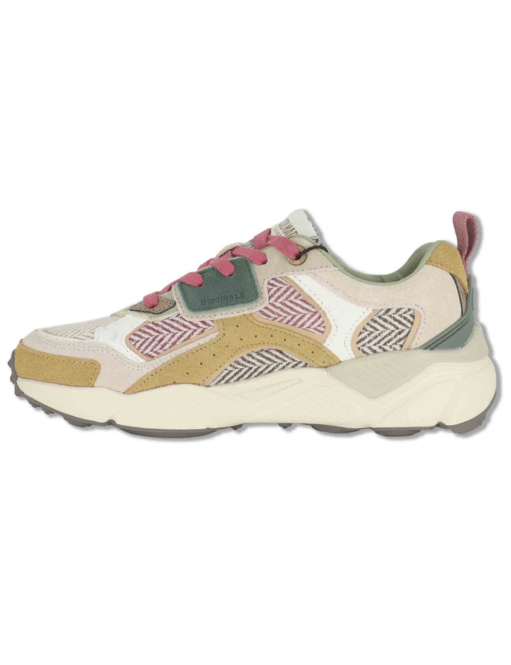 Sneakers donna in tessuto e pelle off white GARNER HERRINGBONE 129 Colmar 