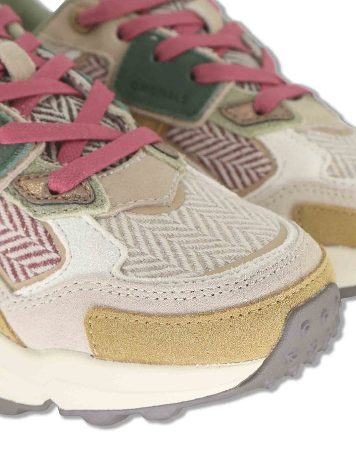 Sneakers donna in tessuto e pelle off white GARNER HERRINGBONE 129 Colmar 