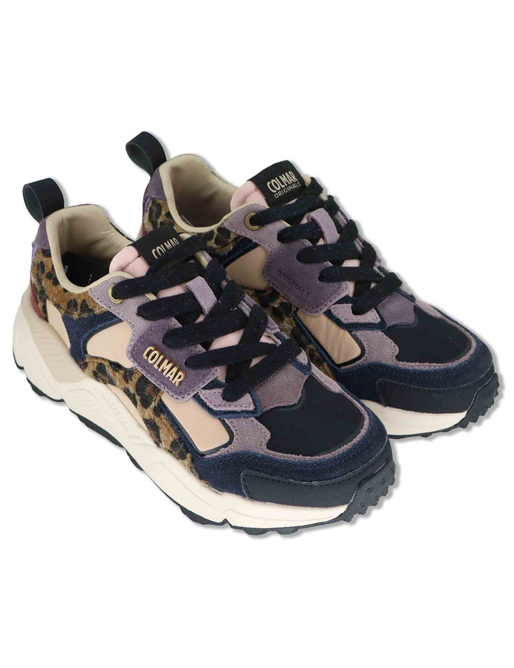 Sneakers donna in tessuto e pelle nude GARNER LEOPARD 131 Colmar 