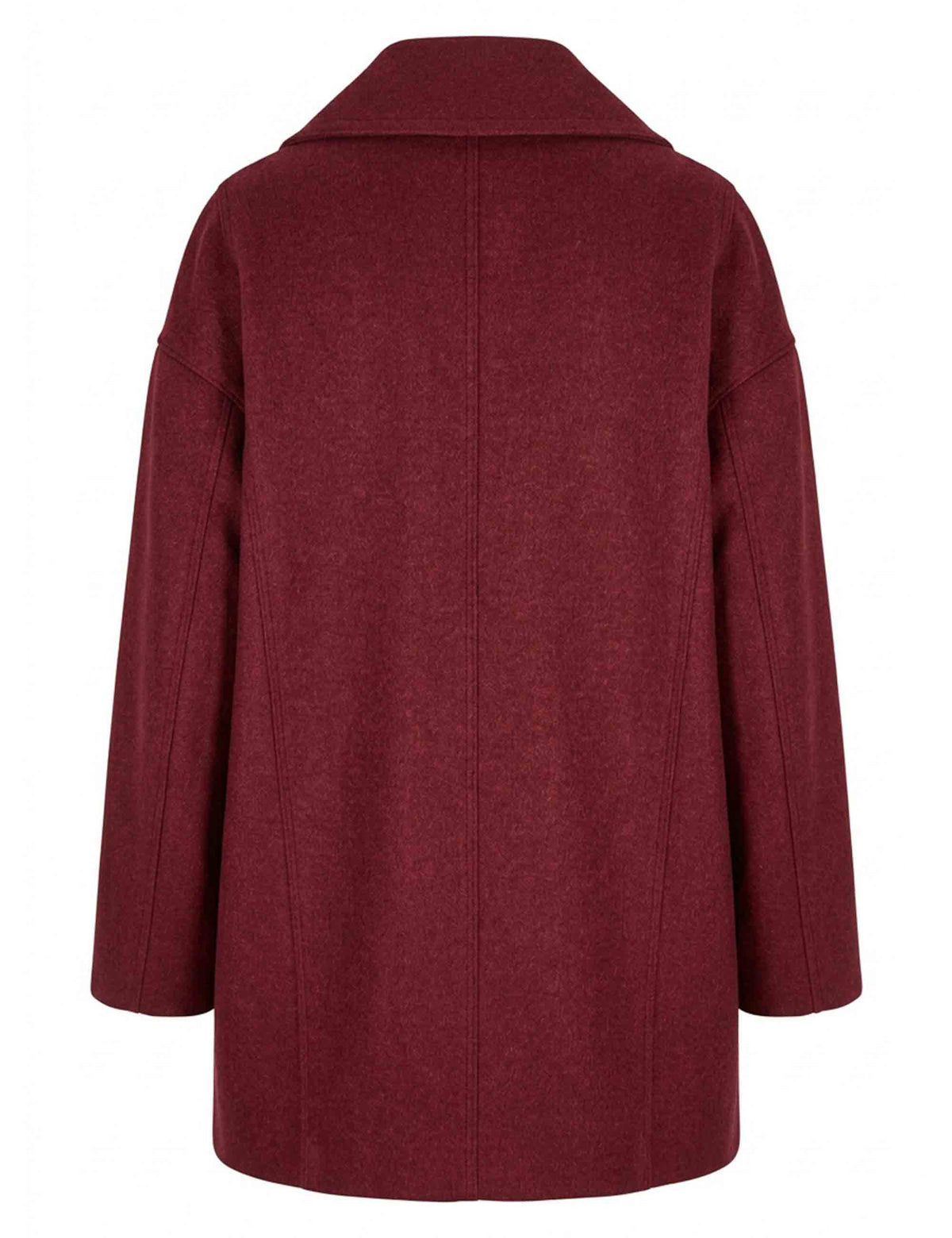 Cappotto doppiopetto donna Sophia in lana vergine bordeaux 51270005 E087 Ewooluzione 