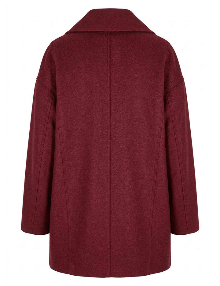 Cappotto doppiopetto donna Sophia in lana vergine bordeaux 51270005 E087 Ewooluzione 
