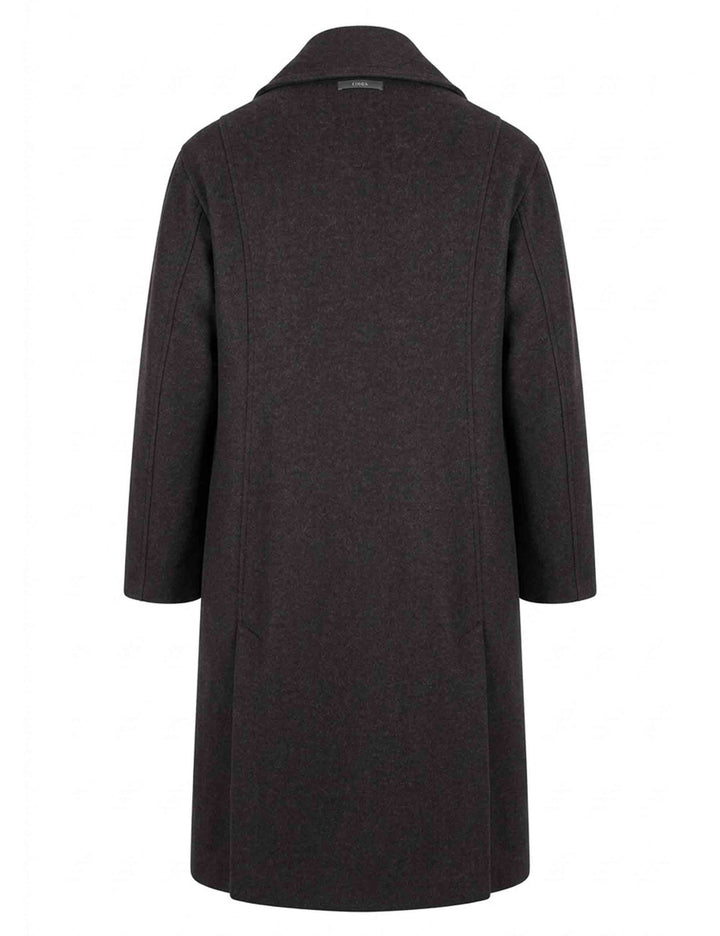 Cappotto donna lungo svasato doppiopetto Audrey in lana antracite 51270008 E062 Ewooluzione 