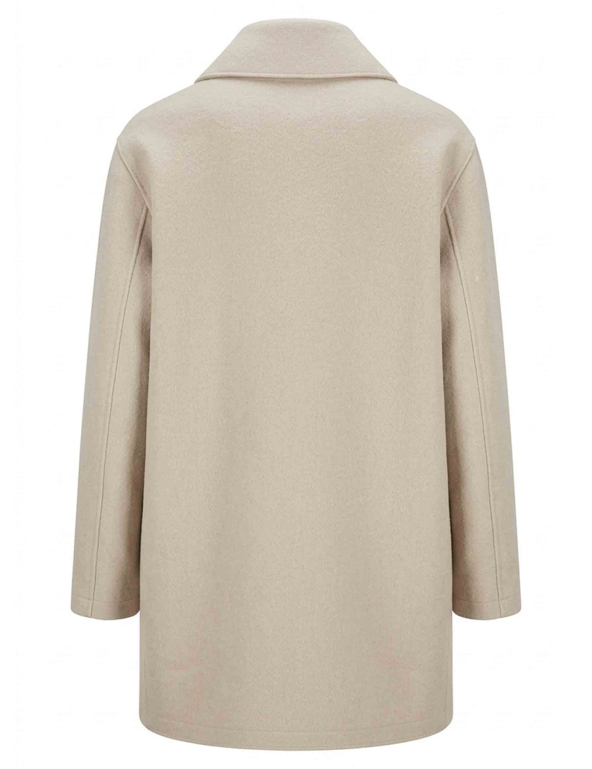 Cappotto donna 7/8 con collo chiuso Vitalità in pura lana beige 51270009 E082 Ewooluzione 