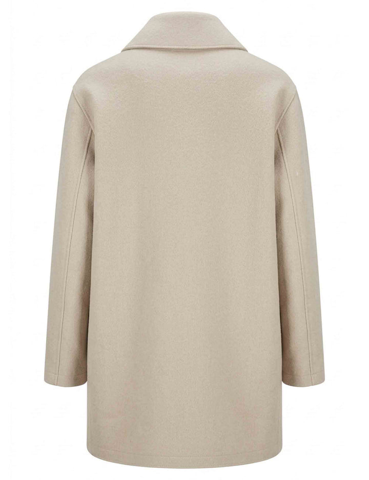 Cappotto donna 7/8 con collo chiuso Vitalità in pura lana beige 51270009 E082 Ewooluzione 