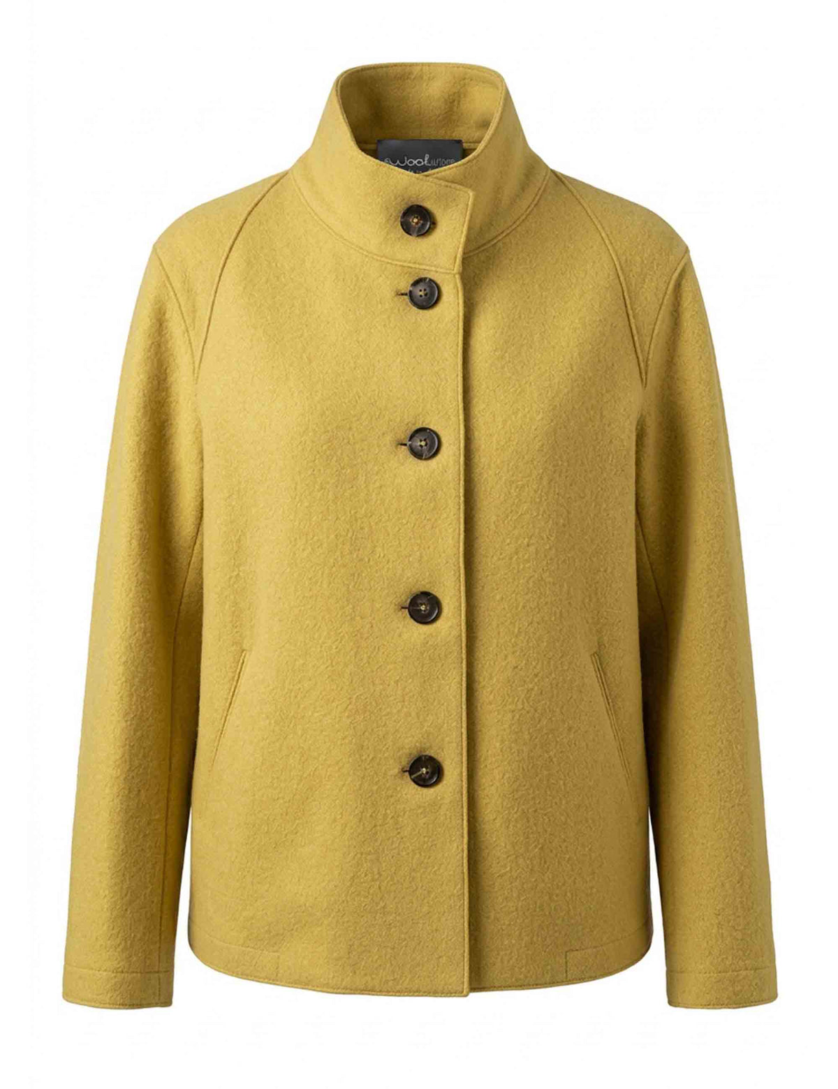 Giaccone donna anfora spalle carre Ingrig in lana giallo senape 51270022 E089 Ewooluzione 