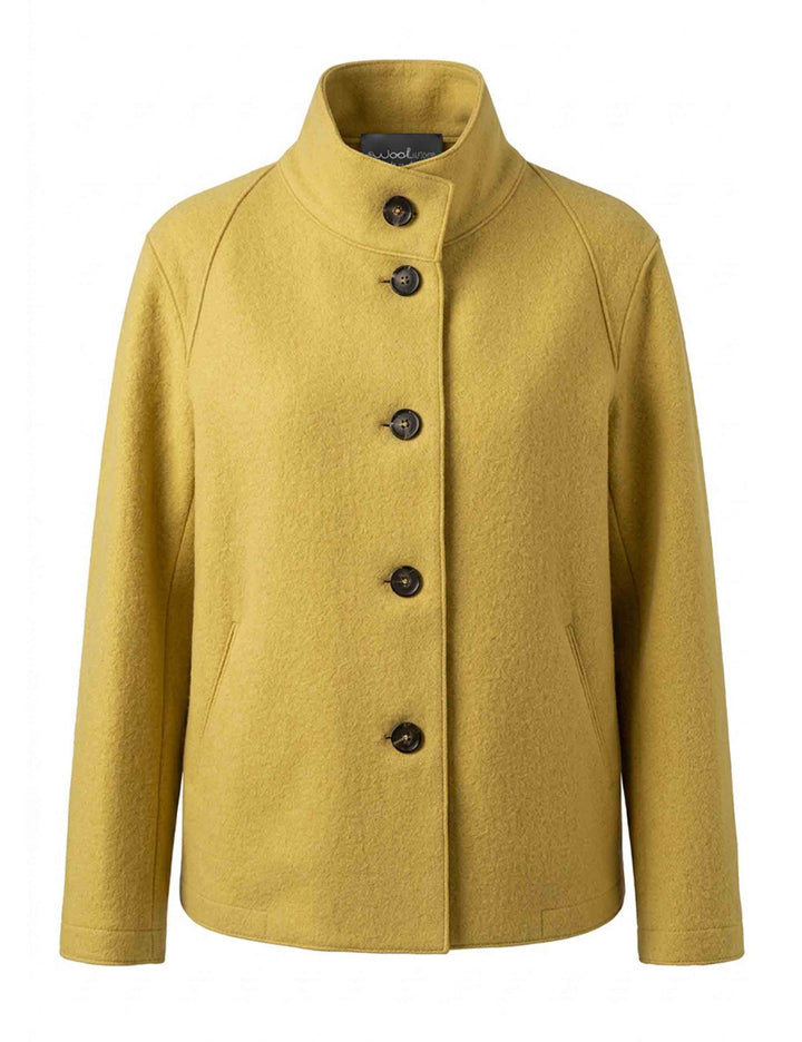 Giaccone donna anfora spalle carre Ingrig in lana giallo senape 51270022 E089 Ewooluzione 