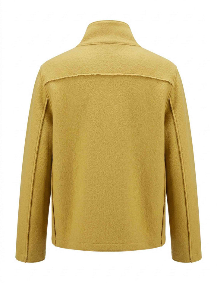 Giaccone donna anfora spalle carre Ingrig in lana giallo senape 51270022 E089 Ewooluzione 