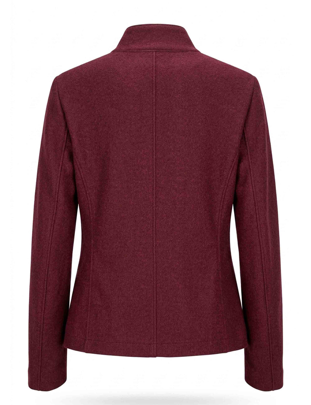 Giacca donna stondata collo coreano Angelina in lana vergine bordeaux 51270028 E087 Ewooluzione 