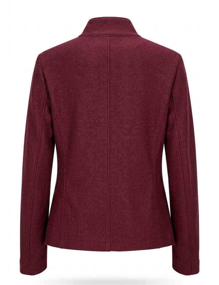 Giacca donna stondata collo coreano Angelina in lana vergine bordeaux 51270028 E087 Ewooluzione 