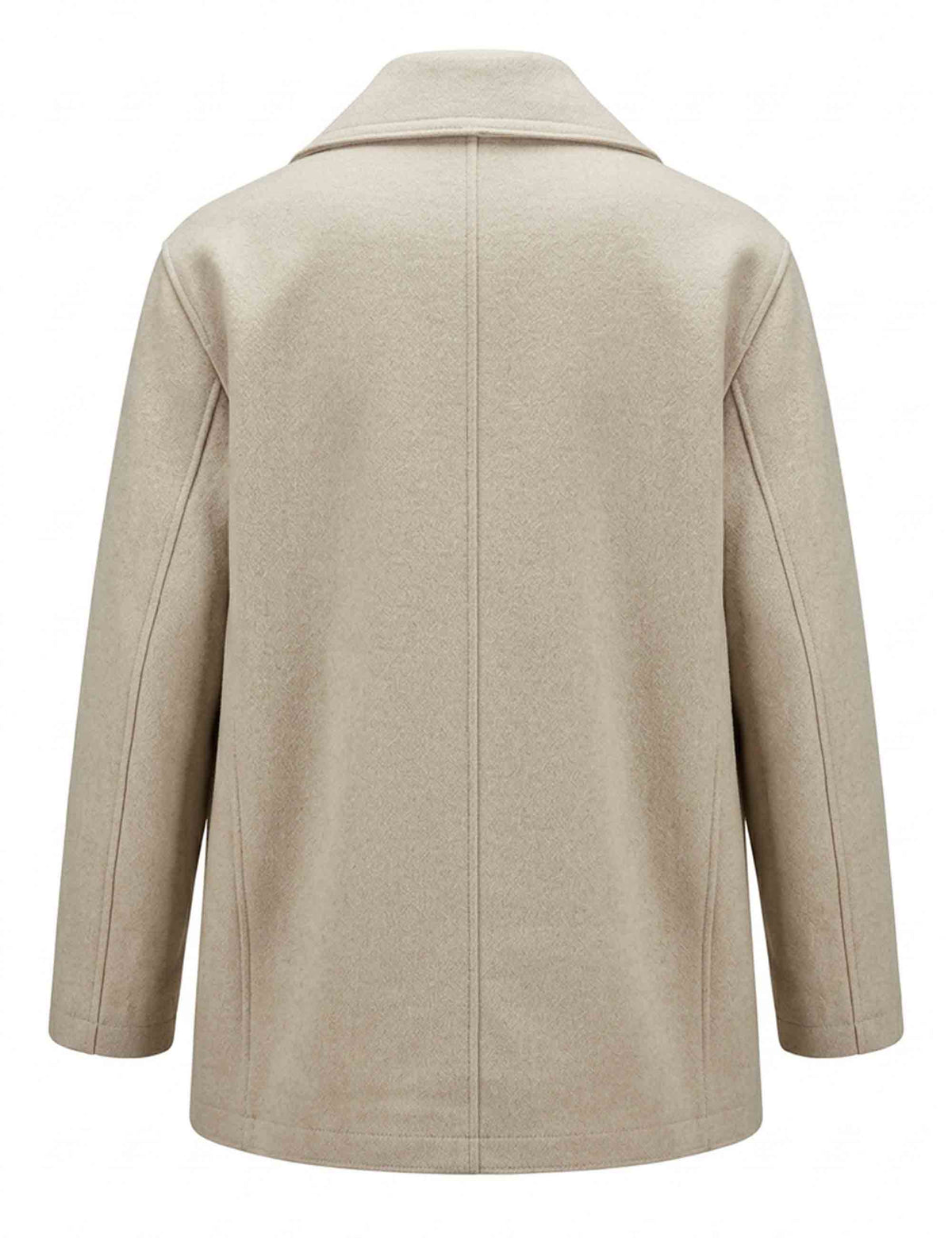 Giaccone donna doppiopetto Sandra in lana beige melange 51270037 E082 Ewooluzione 