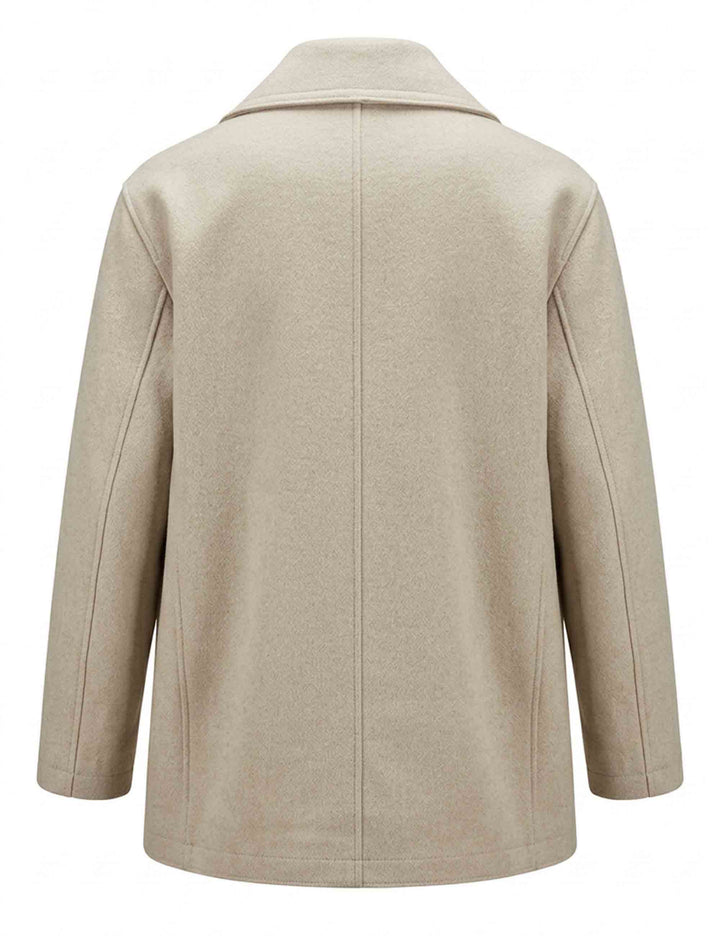 Giaccone donna doppiopetto Sandra in lana beige melange 51270037 E082 Ewooluzione 