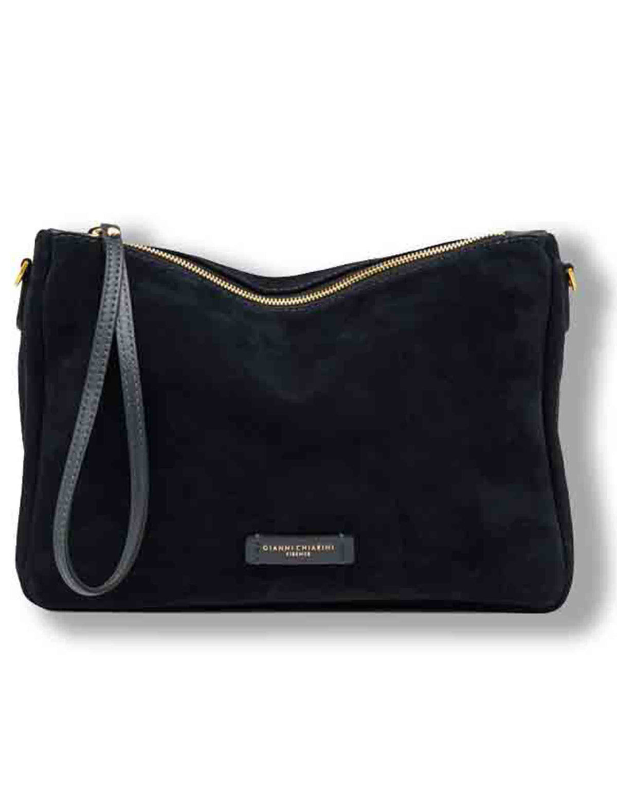 Borsa Nora Pouch donna in pelle scamosciata blu con tracolla e cinturino BS10225 CM-PL_14596 Gianni Chiarini 