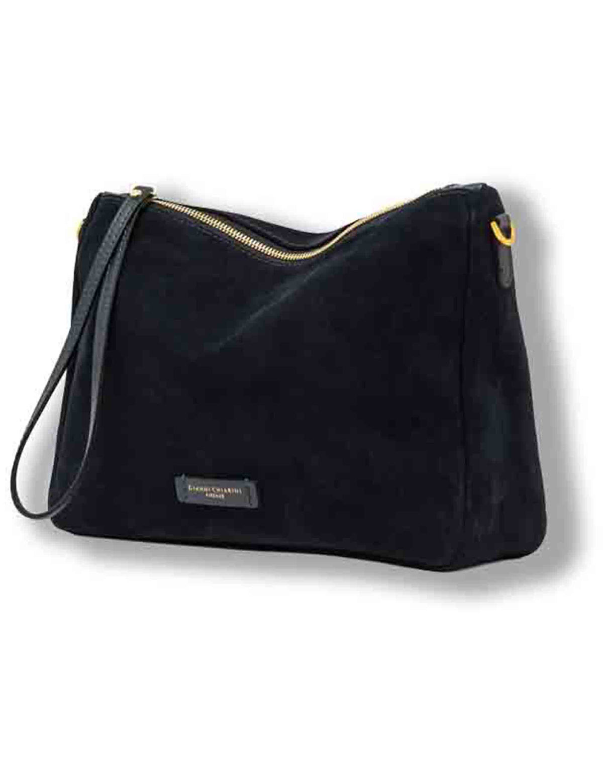 Borsa Nora Pouch donna in pelle scamosciata blu con tracolla e cinturino BS10225 CM-PL_14596 Gianni Chiarini 
