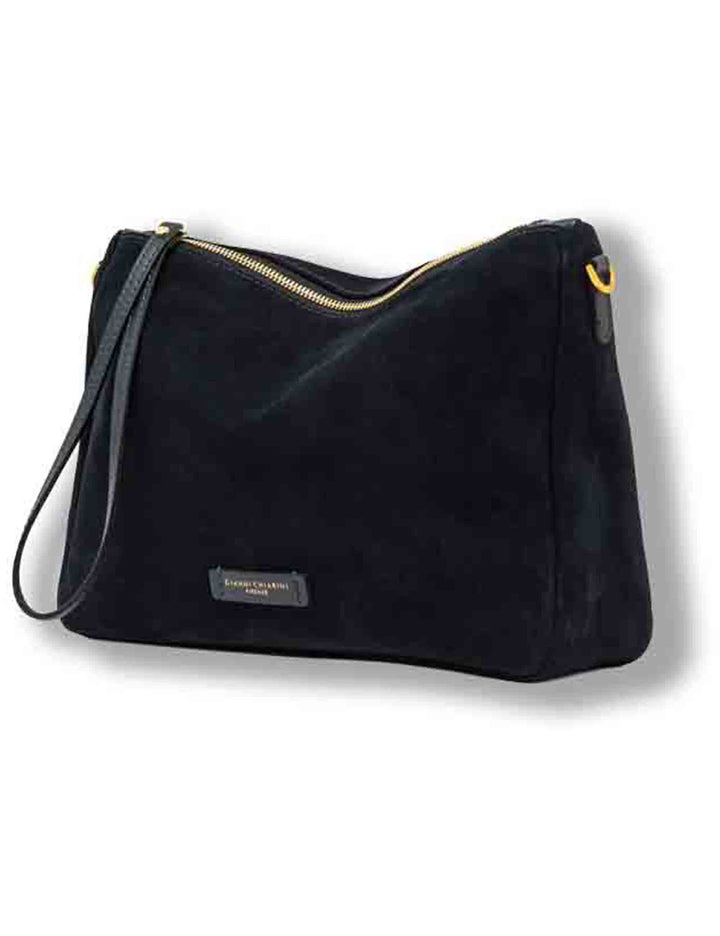 Borsa Nora Pouch donna in pelle scamosciata blu con tracolla e cinturino BS10225 CM-PL_14596 Gianni Chiarini 