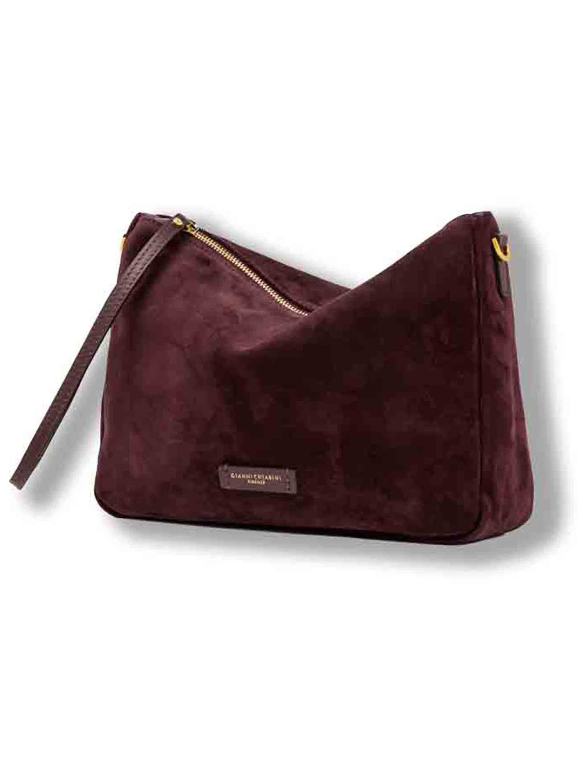 Borsa Nora Pouch donna in pelle scamosciata bordeaux con tracolla e cinturino BS10225 CM-PL_7580 Gianni Chiarini 
