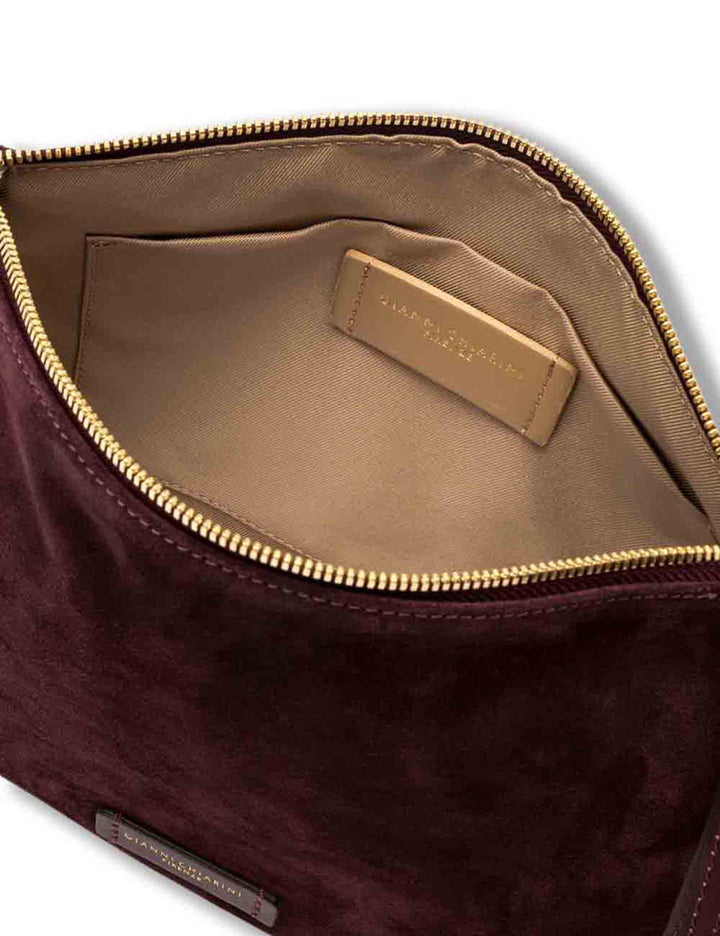 Borsa Nora Pouch donna in pelle scamosciata bordeaux con tracolla e cinturino BS10225 CM-PL_7580 Gianni Chiarini 