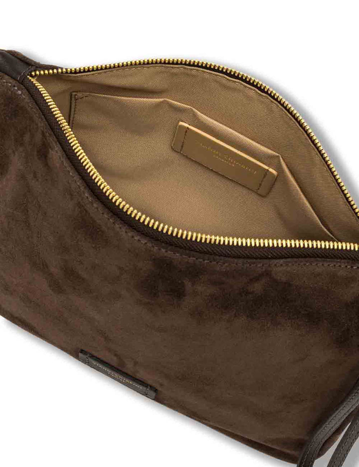 Borsa Nora Pouch donna in pelle scamosciata marrone con tracolla e cinturino BS10225 CM-PL_974 Gianni Chiarini 