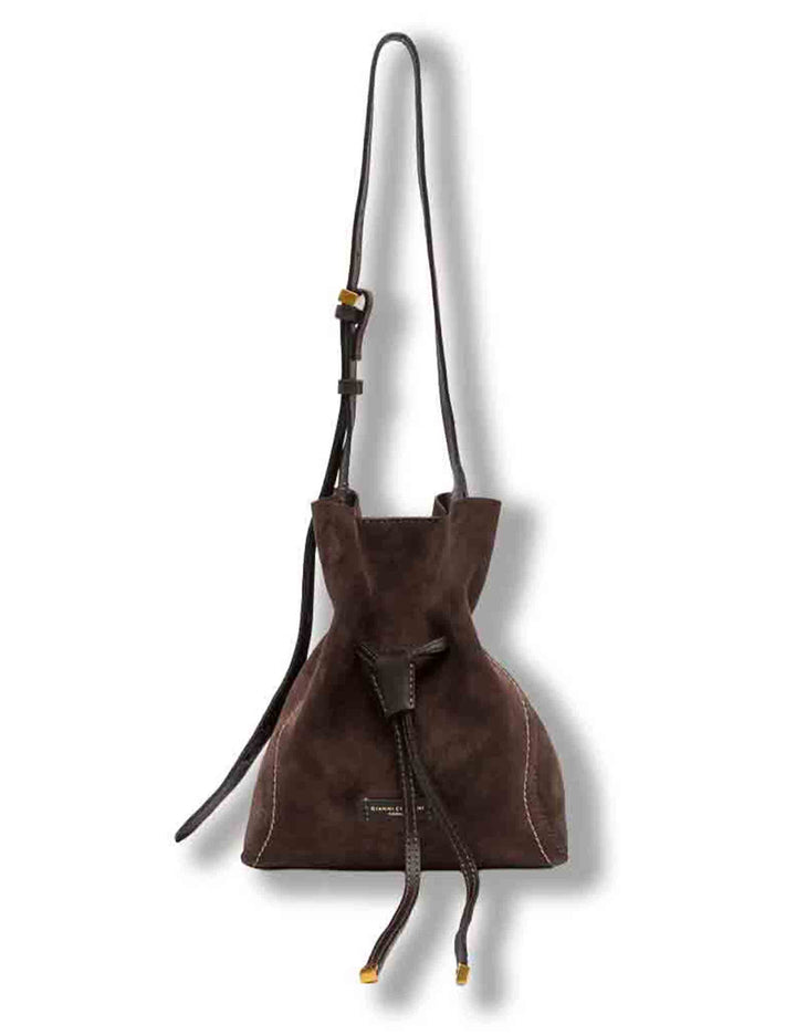 Borsa Sienna donna in pelle scamosciata marrone con impunture a contrasto e pochette BS11786 CM-PL_974 Gianni Chiarini 