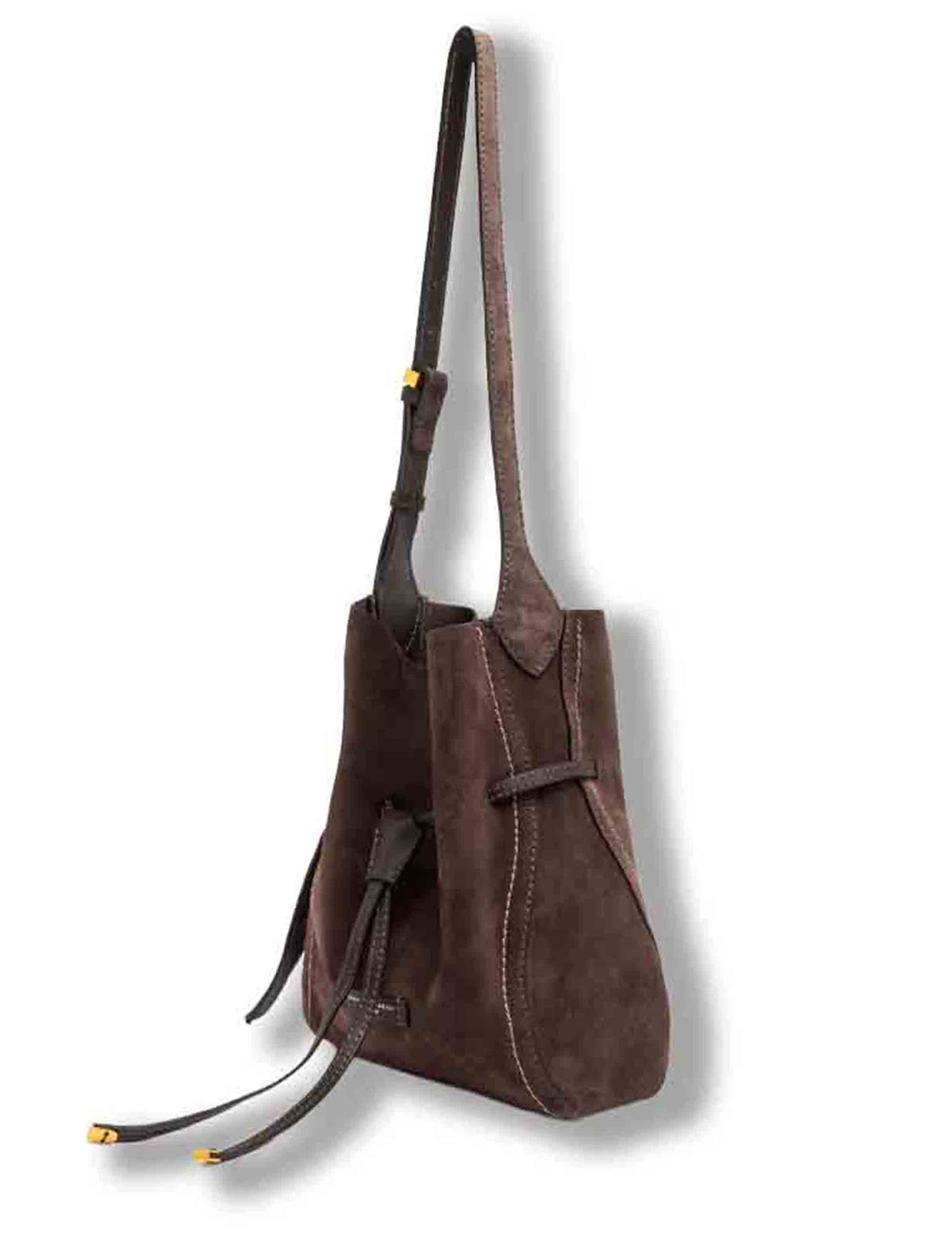 Borsa Sienna donna in pelle scamosciata marrone con impunture a contrasto e pochette BS11786 CM-PL_974 Gianni Chiarini 