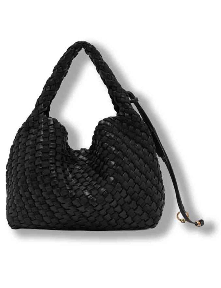 Borsa Aurelie donna  in pelle intrecciata nera con manico e tracolla removibile BS12065 COMMW-PLINT_001 Gianni Chiarini 