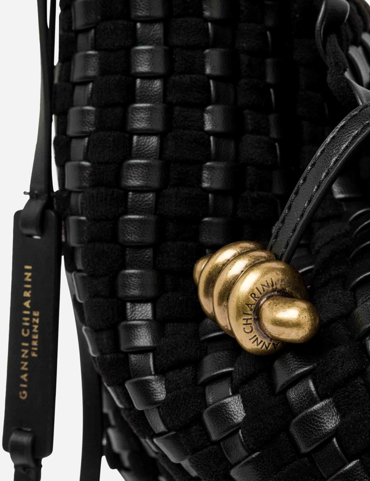 Borsa Aurelie donna  in pelle intrecciata nera con manico e tracolla removibile BS12065 COMMW-PLINT_001 Gianni Chiarini 