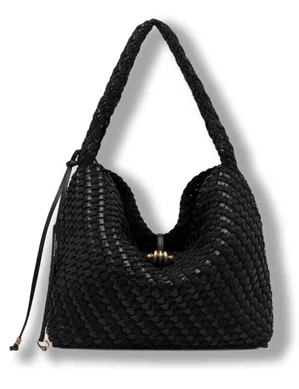 Borsa Aurelie media donna in pelle intrecciata nera con manico handle BS12066 COMMW-PLINT_001 Gianni Chiarini 