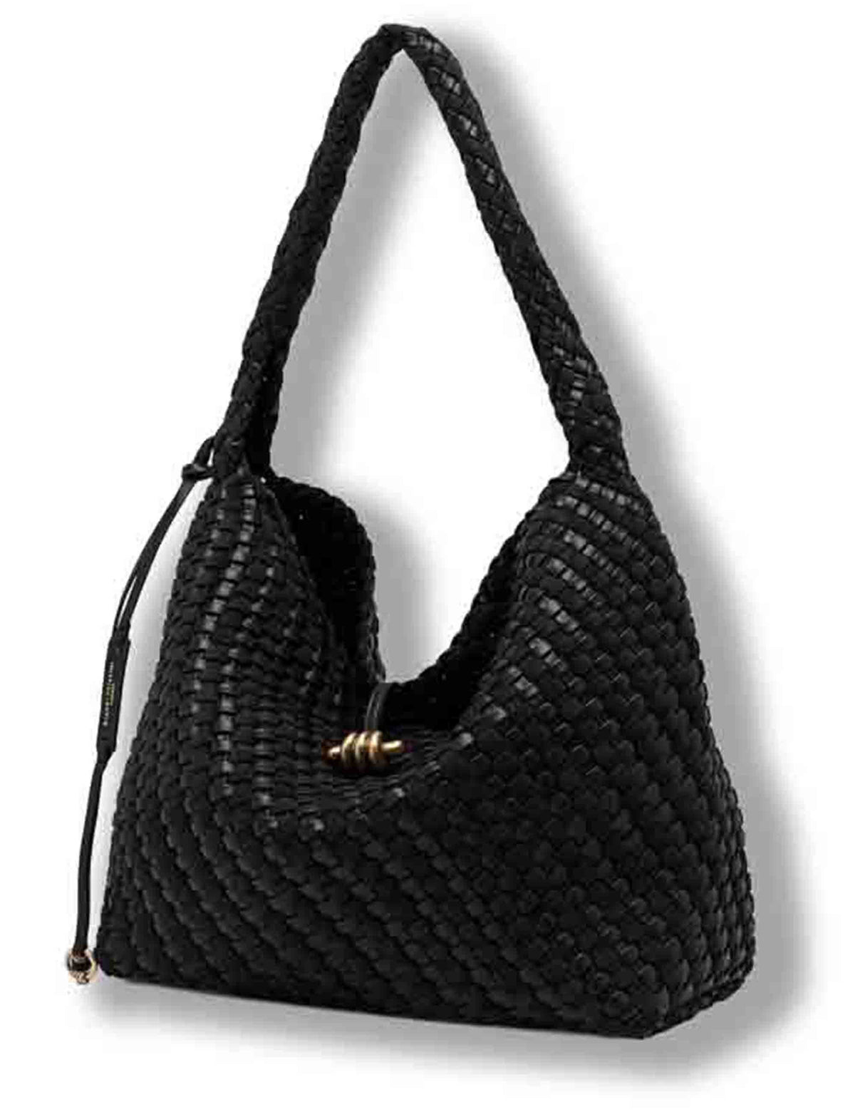 Borsa Aurelie media donna in pelle intrecciata nera con manico handle BS12066 COMMW-PLINT_001 Gianni Chiarini 
