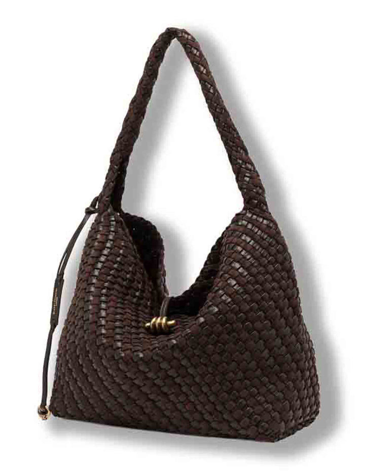 Borsa Aurelie media donna in pelle intrecciata marrone con manico handle BS12066 COMMW-PLINT_2107 Gianni Chiarini 