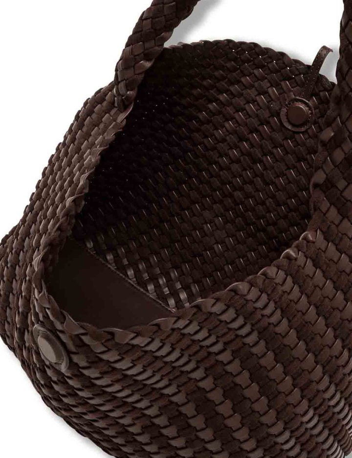 Borsa Aurelie media donna in pelle intrecciata marrone con manico handle BS12066 COMMW-PLINT_2107 Gianni Chiarini 