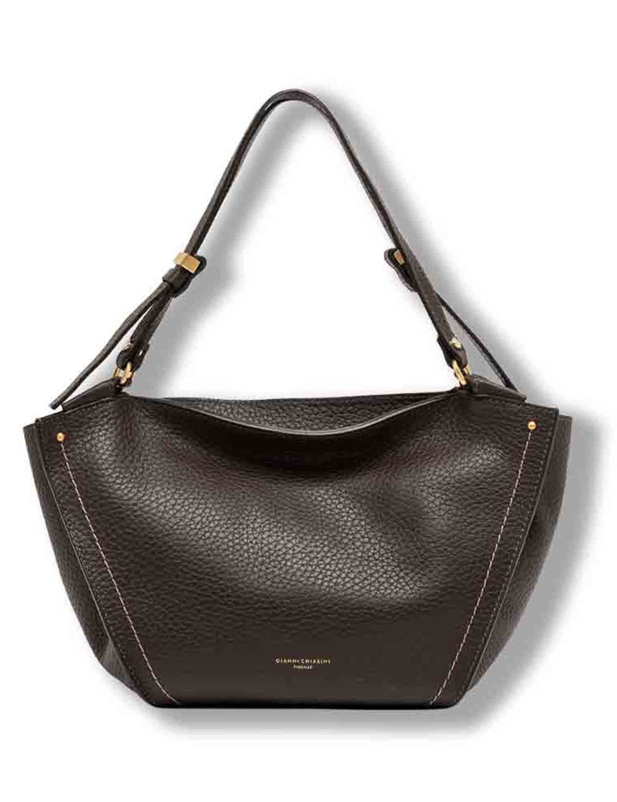 Borsa Bloom donna in pelle double grana maxi marrone con silhouette a tulipano BS12226 RNGDBLT.U._2107 Gianni Chiarini 