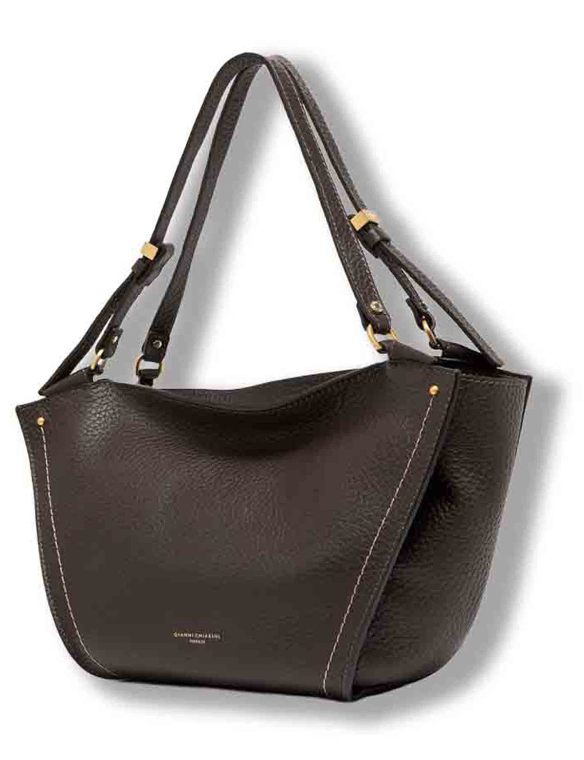 Borsa Bloom donna in pelle double grana maxi marrone con silhouette a tulipano BS12226 RNGDBLT.U._2107 Gianni Chiarini 