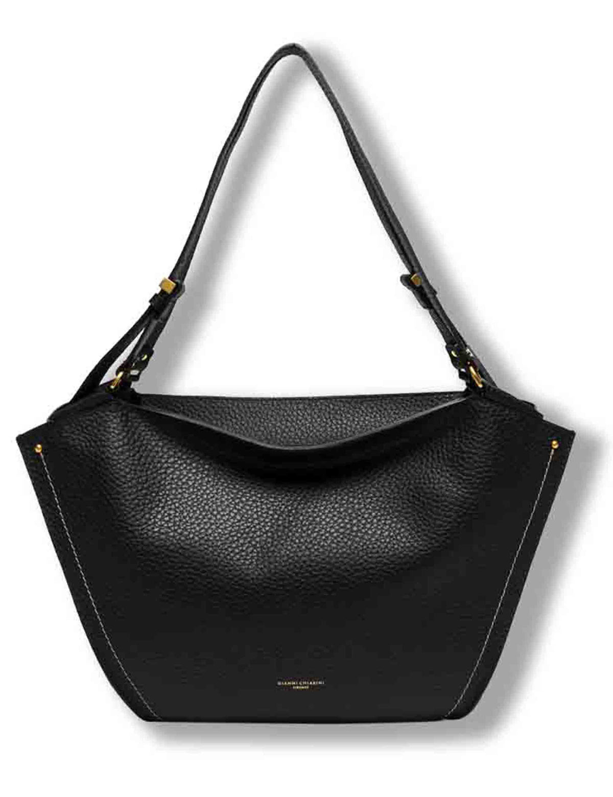 Borsa Bloom grande donna in pelle double grana maxi nera con silhouette a tulipano BS12227 RNGDBLT.U._001 Gianni Chiarini 
