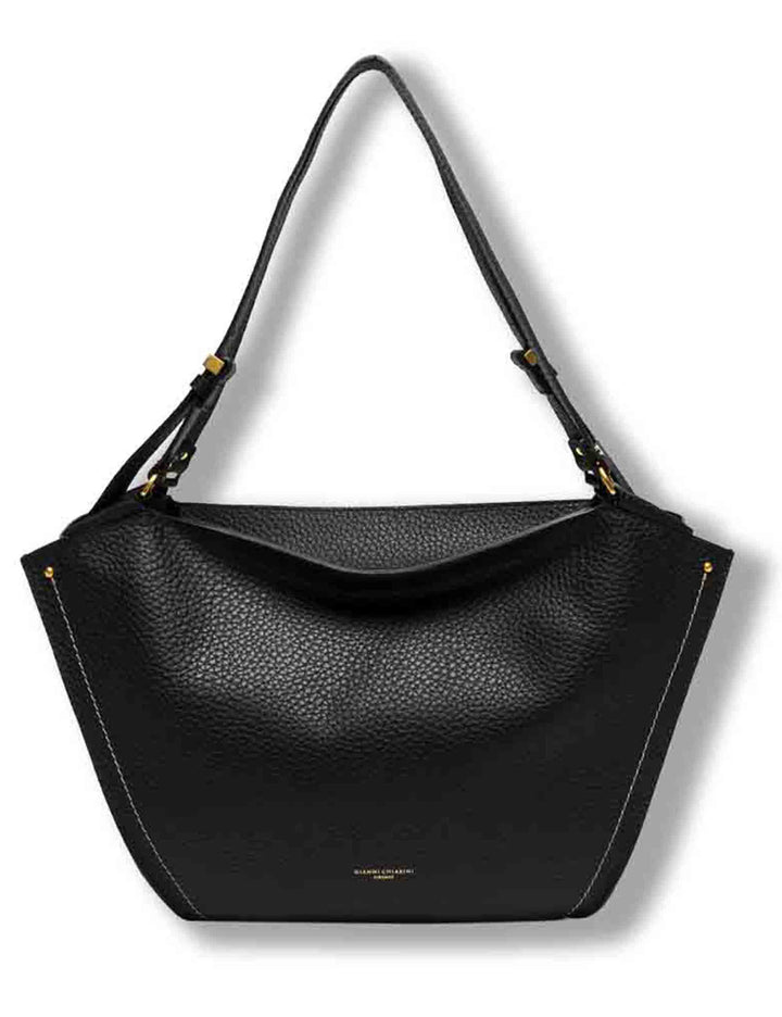 Borsa Bloom grande donna in pelle double grana maxi nera con silhouette a tulipano BS12227 RNGDBLT.U._001 Gianni Chiarini 