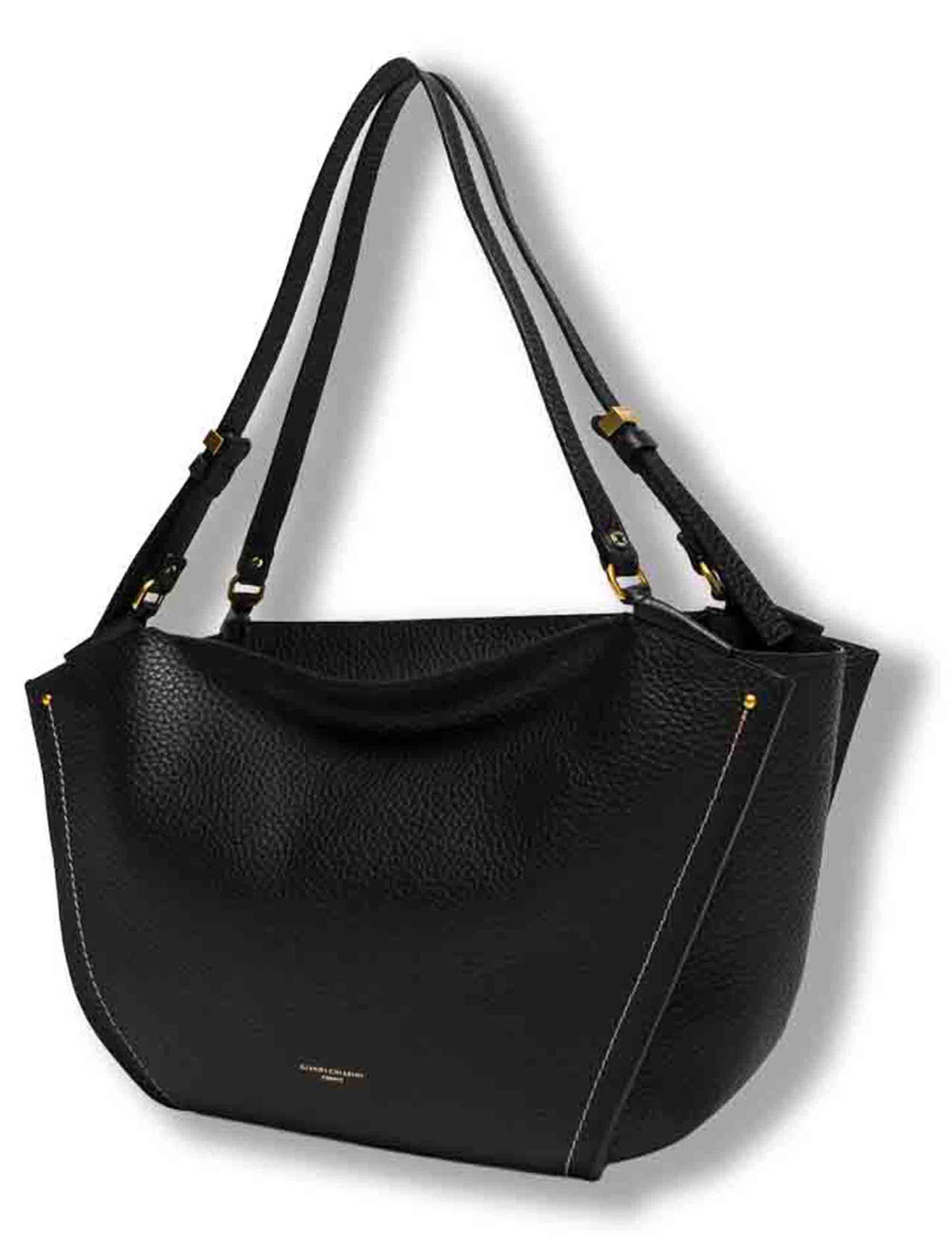 Borsa Bloom grande donna in pelle double grana maxi nera con silhouette a tulipano BS12227 RNGDBLT.U._001 Gianni Chiarini 