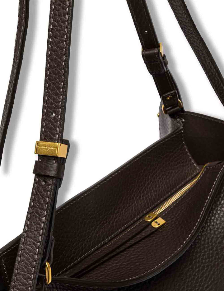 Borsa Bloom grande donna in pelle double grana maxi marrone con silhouette a tulipano BS12227 RNGDBLT.U._2107 Gianni Chiarini 