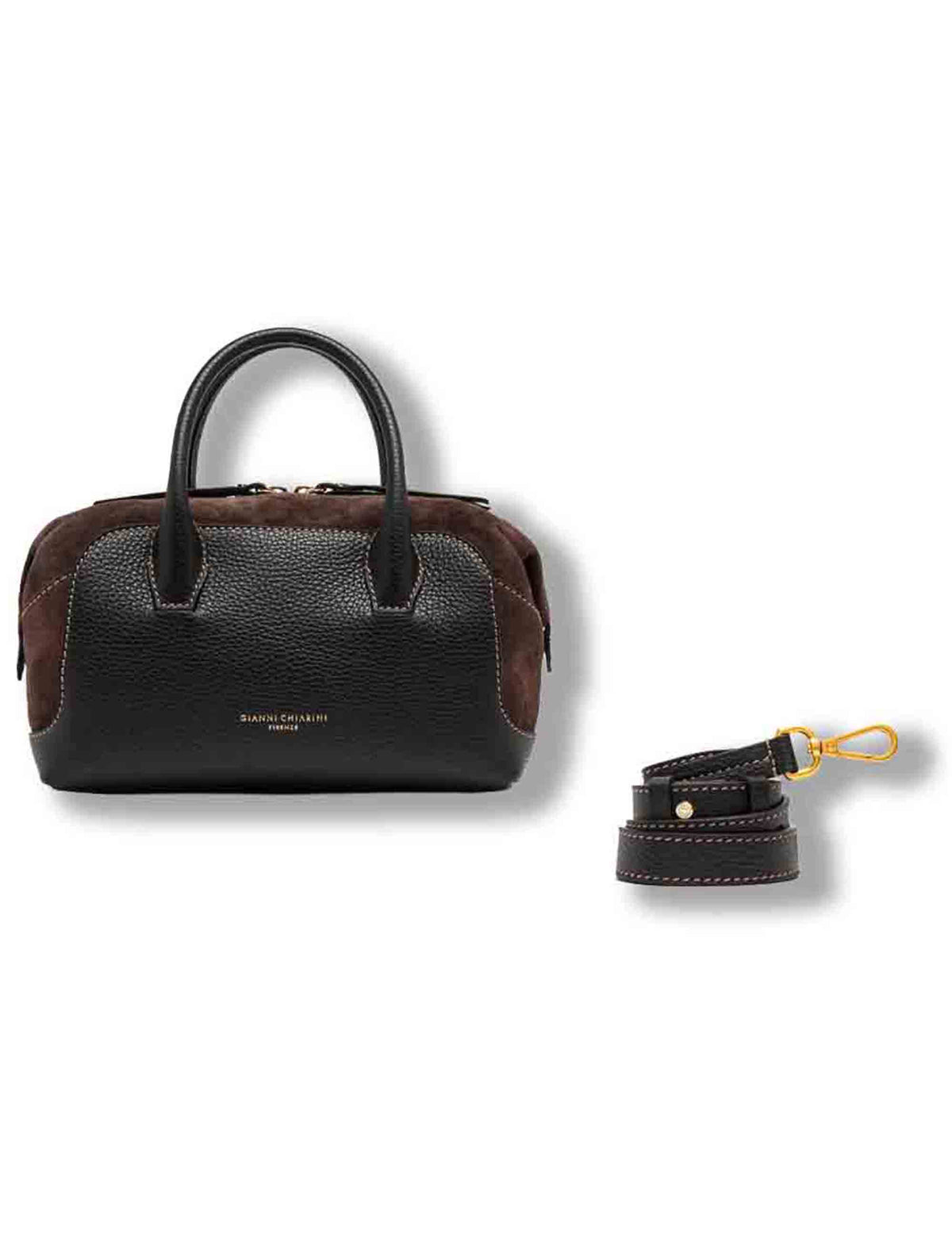 Borsa Gemma donna in pelle martellata nera con fianchi in suede e tracolla removibile BS12240 COMMGRN-CM_14679 Gianni Chiarini 